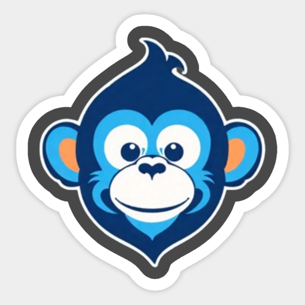 Happy Blue Monkey (Small Version) Sticker by VRMonkeyz